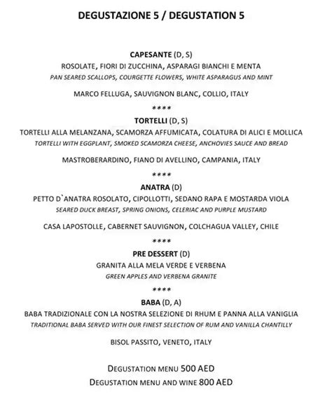 armani ristorante dubai menu.